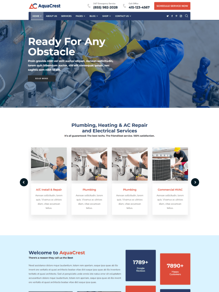 Aqua Crest – Professional Plumbing Services Website