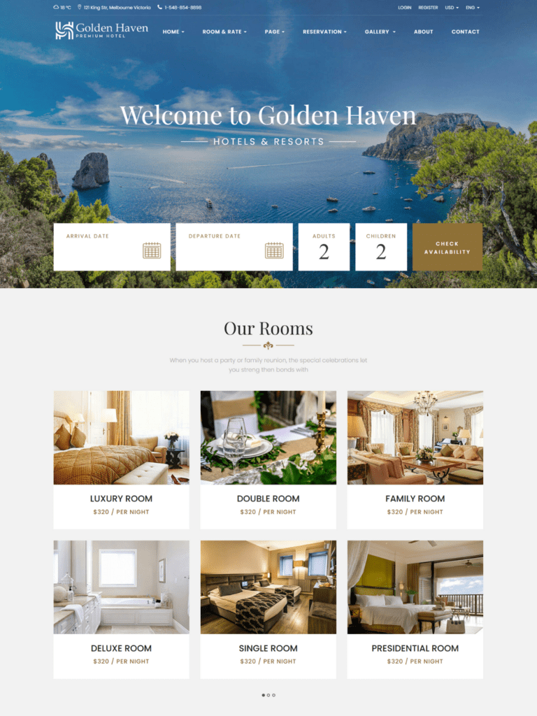 Golden Haven – Primary Hotel Website